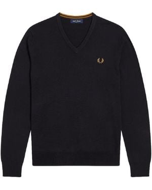 Fred Perry V-Neck Knitwear - Blu