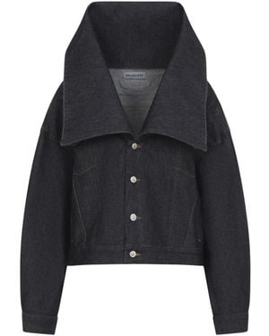Balenciaga Jassen ,Blauw ,Katoen Standing Collar Boxy Jacket - Zwart