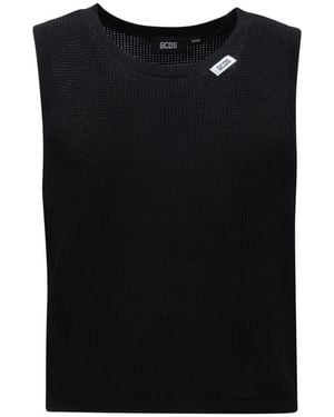 Gcds Tops ,Zwart ,Open Gebreide Tanktop