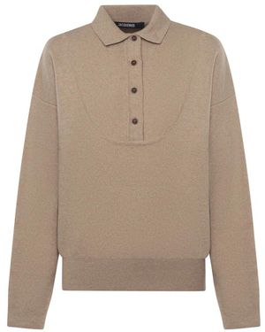 Jacquemus Truien & Vesten ,Wol Cashmere Sweater Ribbed Collar - Naturel