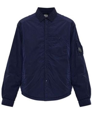 C.P. Company Jassen ,Blauw ,Leer Geïsoleerd Jack Met Zakken
