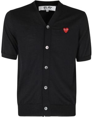 COMME DES GARÇONS PLAY Truien & Vesten ,Zwart ,Wol V Neck Cardigan Emblem