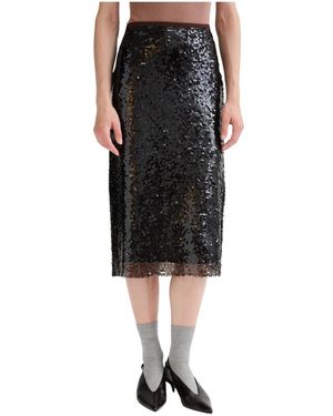 Roberto Collina Rokken ,Zwart ,Pailletten Midi Paillettenrok
