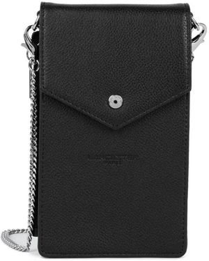 Lancaster Leren Smartphone Clutch Met Drukknoopsluiting - Zwart