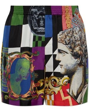 Versace Patroon Zijden Korte Broek - Groen