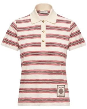 Moncler Tops ,Veelkleurig ,Katoen Gestreepte Katoenen Polo - Roze