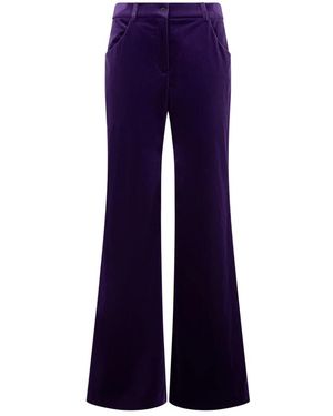 Alberta Ferretti Broeken ,Paars ,Katoen Flared Elegante Hoge Taille Broek - Blauw