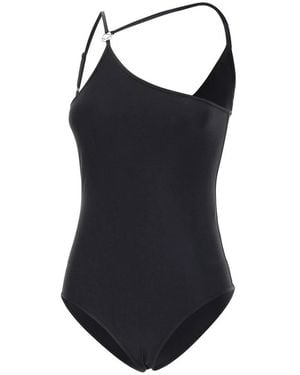 Coperni Badmode ,Zwart ,Tweed One Shoulder Swimsuit