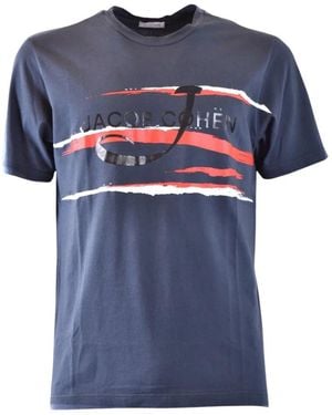 Jacob Cohen Tops ,Blauw ,Katoen Cotton Logo T-Shirt