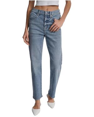 DKNY Jeans ,Blauw ,Katoen High Rise Classic Straight Met Gemengde Versiering