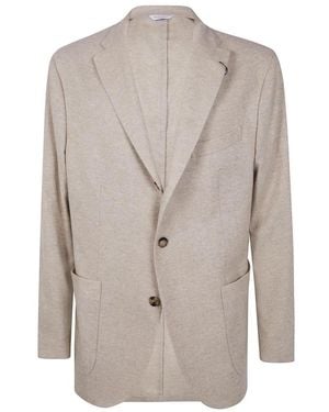 Boglioli Kostuums ,Wit ,Wol Getextureerde Single-Breasted Blazer - Grijs