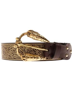 Etro Ledergürtel Mit Tiermotiv-Schnalle - Braun