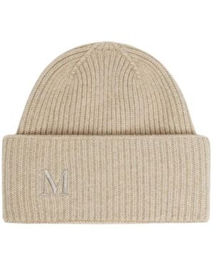 Max Mara Accessoires ,Kasjmier Geribbelde Kasjmier Beanie - Naturel