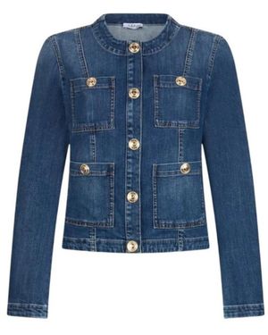 Liu Jo Jassen ,Blauw ,Denim Denim Jas Met Logoknopen