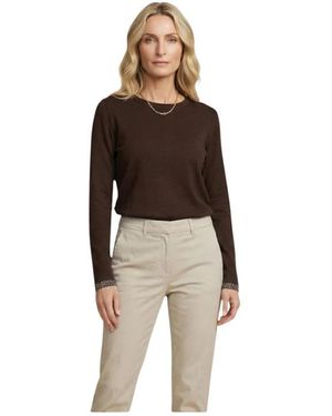 Street One Katoenen T-Shirt Met Lange Mouwen - Bruin