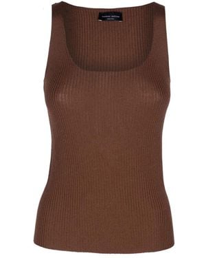 Roberto Collina Geribbelde Tanktop Van Merinowol Slim Fit - Bruin
