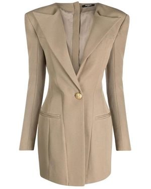Balmain Jurk Met Enkele Knopen - Naturel