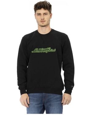 Automobili Lamborghini Sweatshirt mit rundhalsausschnitt und frontdruck - Schwarz