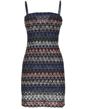 Missoni Kleedjes ,Blauw ,Rayon Bustier Mini Jurk Met Kantmotief