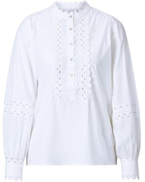 Rich & Royal Bluse Mit Rüschen Aus Baumwolle - Blau