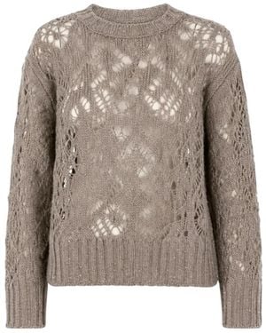 Max Mara Truien & Vesten ,Grijs ,Wol Round-Neck Truien