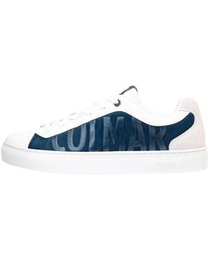 Colmar Weiße Sneakers Mit Nylon- Und Lederelementen - Blau