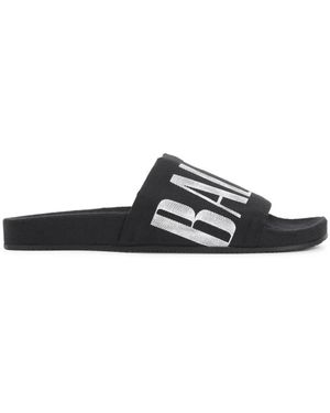 Balenciaga Canvas Pool Slippers - Black