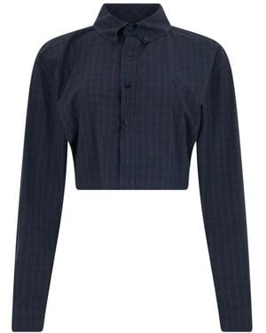 Gucci Cropped Katoenen Poplin Shirt - Blauw