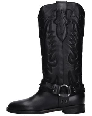 GISÉL MOIRÉ High Boots - Schwarz