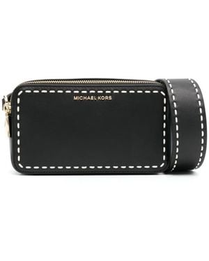 Michael Kors Schwarze crossbody-tasche mit goldfarbenem logo