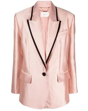 Zimmermann Grosgrain-trimmed Wool And Silk-blend Duchesse-satin Blazer - Pink