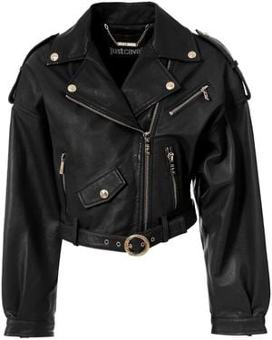 Just Cavalli Lederjacke - Schwarz