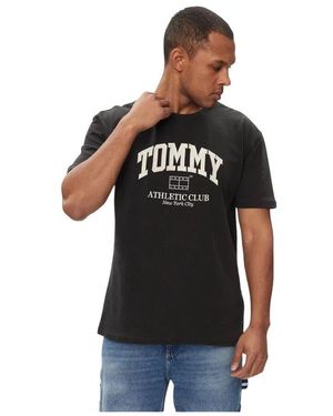 Tommy Hilfiger Besticktes Logo Baumwoll-T-Shirt - Schwarz