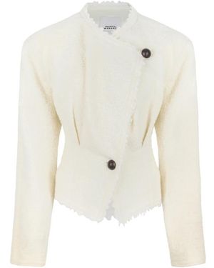 Isabel Marant Jassen ,Leer Textured Tailored Jacket - Wit