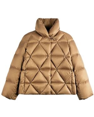 Fay Daunen-Cape Raglan Argyle + Haken - Braun