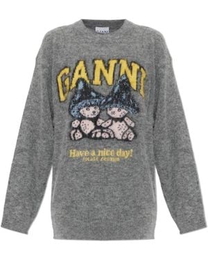 Ganni Round-Neck Knitwear - Gris