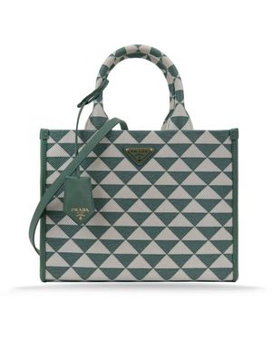 Prada Tassen ,Groen ,Leer Schoudertas Met Driehoekig Patroon