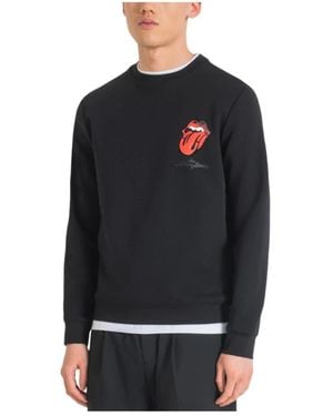 Antony Morato Hoodies & Sweatvesten ,Zwart ,Leer Moderne Urban Sweatshirt Met Rolling Stones Logo