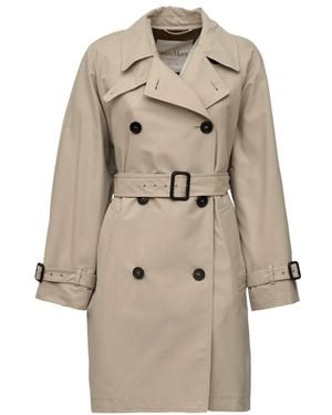 Max Mara Jassen ,Katoen Trench Midi Doppiopetto - Naturel