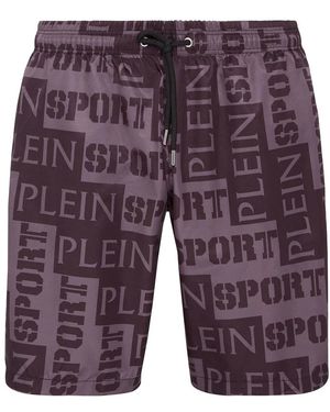 Philipp Plein Fitness ,Paars ,Polyester Logo-Print Zwemshorts