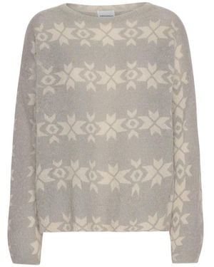 American Dreams Nordischer pullover hellgrau weißer druck