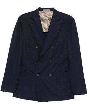 Corneliani Jassen ,Blauw ,Leer Double-Breasted Jurk Met Knopen