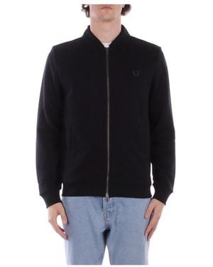 Fred Perry Zip Through Collared Sweatshirt - Zwart