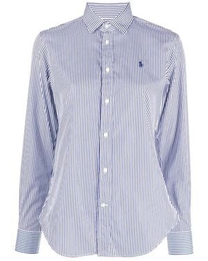 Ralph Lauren Overhemden ,Blauw ,Katoen Overhemd Met Geborduurd Logo En Knoopsluiting
