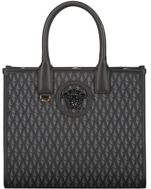 Versace Tassen ,Zwart ,Katoen La Medusa Small Canvas Tote