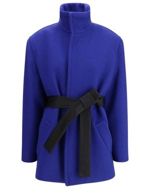 Saint Laurent Belted Coats - Blue