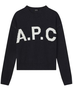 A.P.C. Truien & Vesten ,Blauw ,Wol Logo Jumper