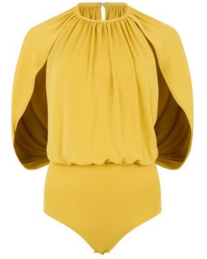 Des Phemmes Tops ,Geel ,Polyester Puffed-Cape Bodysuit