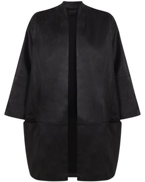 Cortana Jassen ,Zwart ,Leer Rechte Oversized Jas