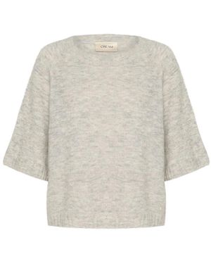 Cream Round-Neck Knitwear - Grey